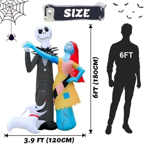 6 Ft Inflatable Halloween Decor -  Blow Ups Inflatables- Built-in LED Lights - Picture 4 of 7